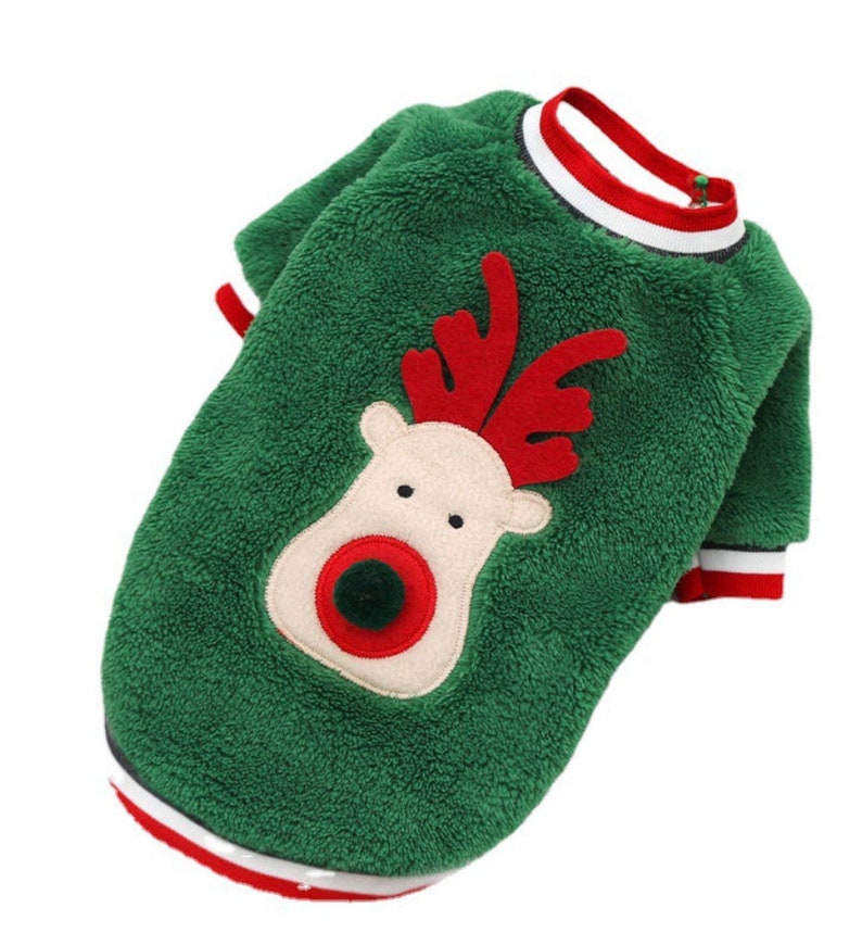 Christmas Pet Sweater. Cozy Christmas Reindeer for Dogs & Cats. Pet Outfits for Pet Holiday. Perfect pet sweater gift. Xmas Pet Clothing. Green