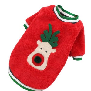 Christmas Pet Sweater. Cozy Christmas Reindeer for Dogs & Cats. Pet Outfits for Pet Holiday. Perfect pet sweater gift. Xmas Pet Clothing. Red