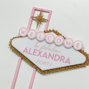 cake topper, welcome to vegas sign, custom cake topper, acrylic cake topper, birthday cake topper, vegas party, vegas decor, viva las vegas