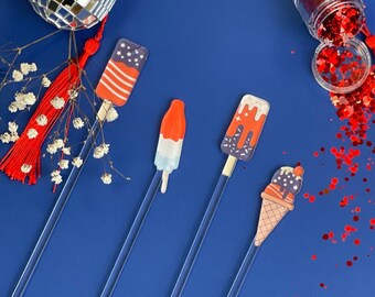 drink stirrers, 4th of july drink stirrer, 4th of july party, 4th of july favors, red white and blue decor, cocktail sticks, drink stick