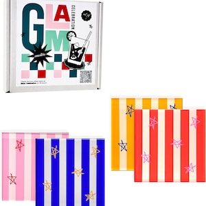Set of 4 Acrylic Coasters - Bright and Colorful Holiday Gifts - Stocking Stuffers - Christmas Party Host Essentials and gifts