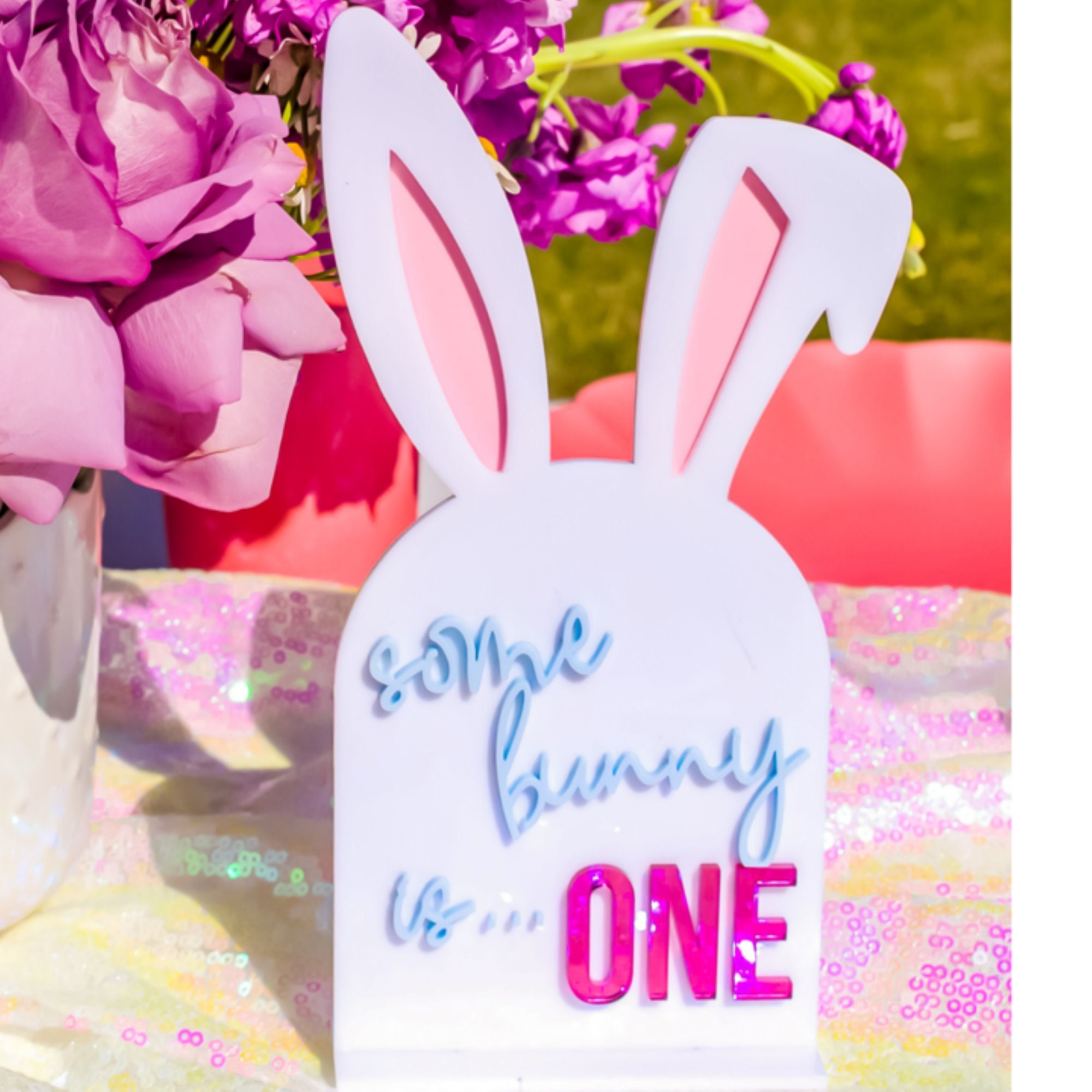some bunny is one centerpiece some bunny is one bunny birthday bunny decor 1st birthday centerpiece bunny centerpiece custom