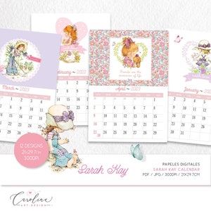 Digitales Papier, KALENDER 2023 Sarah Kay, Shabby Chic