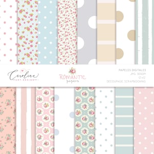 Papeles digitales, diseño, decoupage, scrapbooking, puntos, flores, líneas, fondo, invitaciones, tarjetas, decoración