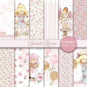 Digitales Papier, Sarah Kay, Shabby Chic, Geschenke, decoupage, scrapbooking