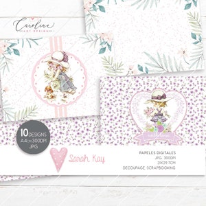 SARAH KAY Carta digitale per ragazze Shabby Chic presenta decoupage scrapbooking fiori rosa acquerello decorazione per bambina