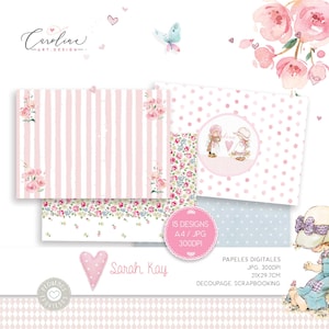 Carta digitale, Sarah Kay, Shabby Chic, Regali, decoupage, scrapbooking,