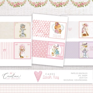 SARAH KAY Digitaal Papier Meisjes Shabby Chic Cadeaus Decoupagekaarten Sarah Scrapbooking Roze Aquarel Bloemen Baby Meisje Decoratie