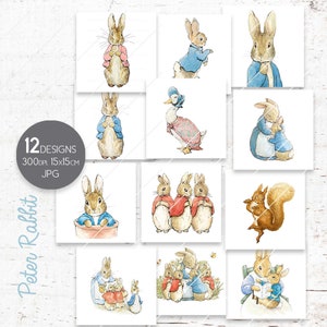 PETER RABBIT Carta digitale Regali Decoupage Scrapbooking Decorazione della stanza Asilo nido Bambino Bambino souvenir blu