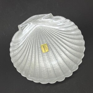 Plato vintage Luminarc France de cristal transparente brillante con forma de concha / Plato con forma de vieira acanalada de 13,5 cm / Decoración costera / Nuevo, de stock antiguo