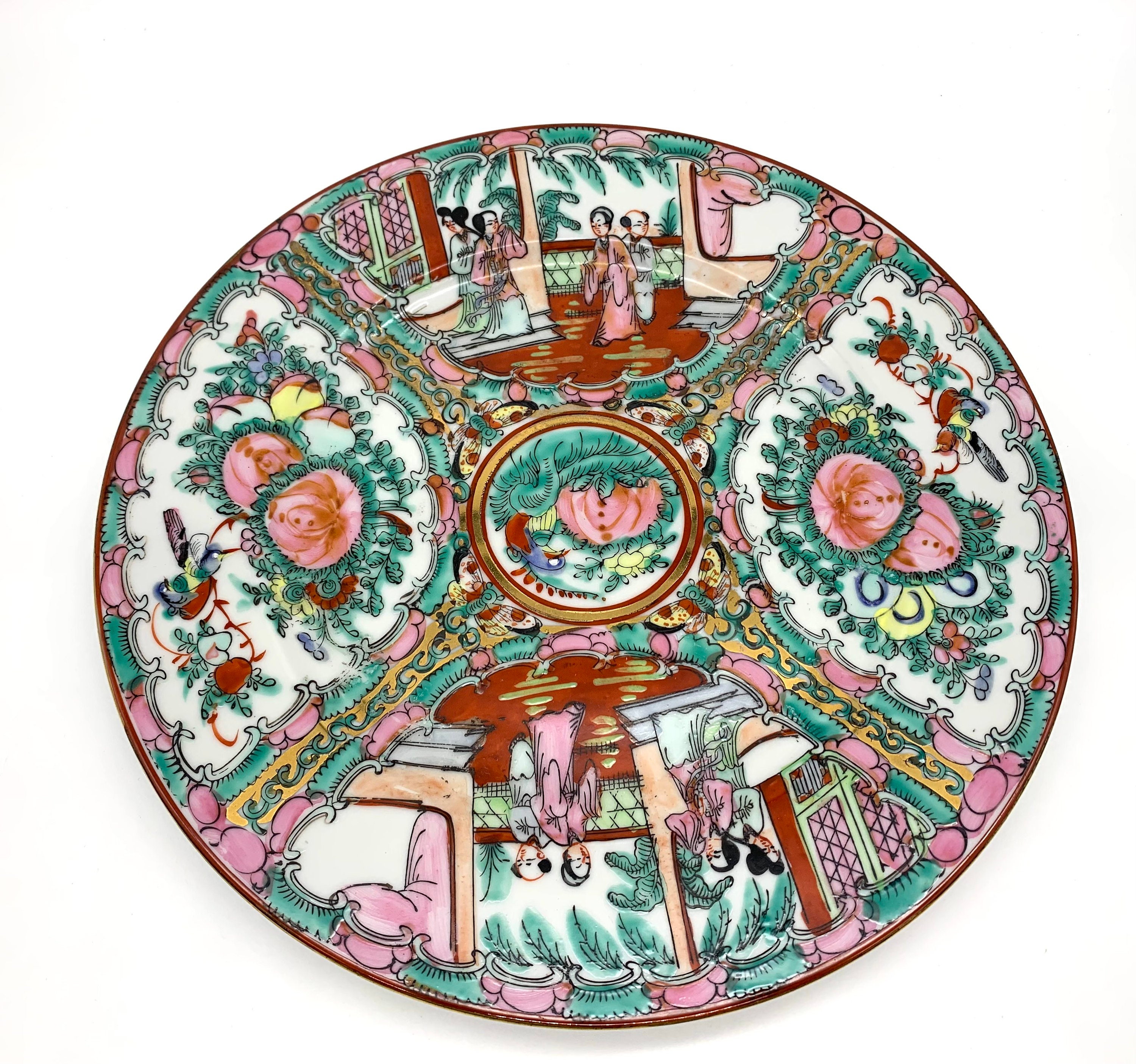 Macau Pattern Design Vintage Chinese Macau Porcelain Decorative Plate Dish Hand Painted ...