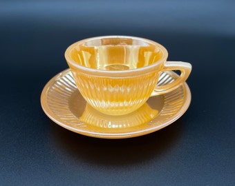 SEt de 6 Vintage Fire King Expresso Coffe Cup & Saucer Ribbed Peach (guardado para la sabana)