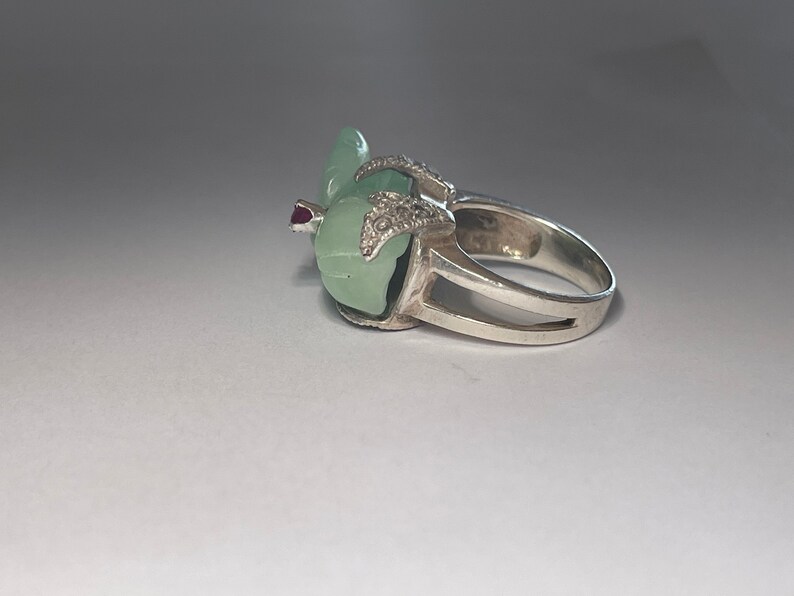 Oxgift Vintage Apple Green OX Jadite Silver Ring Gift for Ox Zodiac - Etsy
