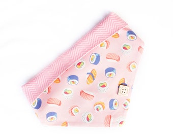 Dog Bandana | Cat Bandana | Sushi Bandana | Foods Bandana | Snap On Bandana | Over the Collar Bandana | Sushi Lover | Sashimi | Sushi
