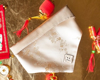 Lunar New Year Bandana | Dog Bandana | Cat Bandana| Snap On | Over the Collar | Pet Accessory | Bowtie | Blossom | Chinese | Lucky | Luck
