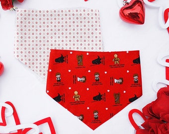 Dog Bandana | Cat Bandana | Valentine Bandana | Snap On | Over the Collar | Pet Accessory | Scrunchies | Mask | Valentine | Star Wars | Mine