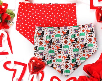 Valentine Bandana | Dog Bandana | Cat Bandana | Snap On | Over the Collar | Pet Accessory | Scrunchies | Mask | Valentine | Puddin Joker |DC