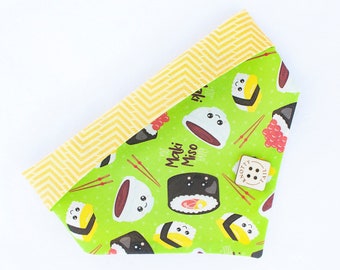 Dog Bandana | Cat Bandana | Sushi Bandana | Foods Bandana | Snap On Bandana | Over the Collar Bandana | Sushi Lover | Sashimi | Sushi