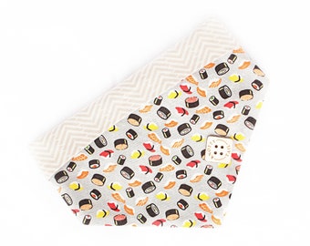 Dog Bandana | Cat Bandana | Sushi Bandana | Foods Bandana | Snap On Bandana | Over the Collar Bandana | Sushi Lover | Sashimi | Sushi Active