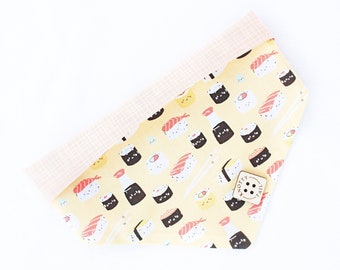 Dog Bandana | Cat Bandana | Sushi Bandana | Foods Bandana | Snap On Bandana | Over the Collar Bandana | Sushi Lover | Sashimi | Sushi Active