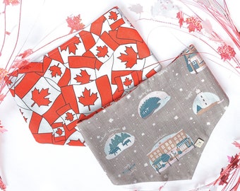 Winter Bandana | Canada Bandana | Dog Bandana | Cat Bandana | Snap On Bandana | Over the Collar Bandana | Handmade Bandana | Holiday Bandana
