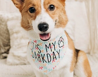 Dog Bandana | Cat Bandana | Birthday Bandana | Snap On Bandana | Over the Collar | Pet Accessory | Dog | Cat - It's my Barkday / Birthday