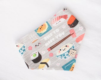 Dog Bandana | Cat Bandana | Sushi Bandana | Foods Bandana | Snap On Bandana | Over the Collar Bandana | Sushi Lover | Sashimi | Sushi