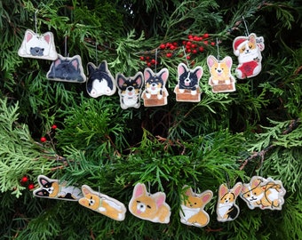 Corgi Ornament | Frenchies Ornament | Ceramic Ornament | Handmade Ornament I Ornament | Handmade Ceramic | Ornament | Corgi | Frenchies