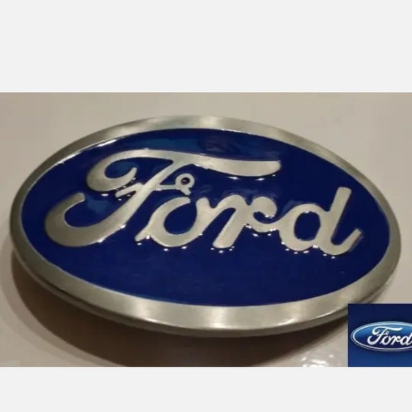 Ford belt buckle blue classic style