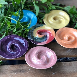 Ceramic Bee Bath, Rainbow of Colors, Bee and Butterfly Water Drinking Station, Bee gift for gardener