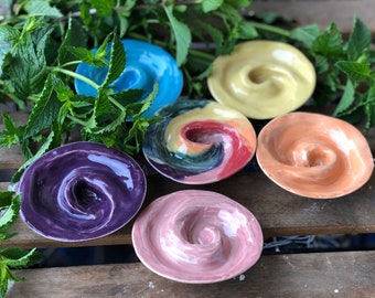 Ceramic Bee Bath, Rainbow of Colors, Bee and Butterfly Water Drinking Station, Bee gift for gardener