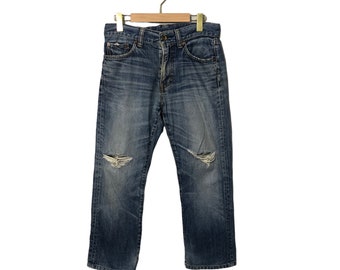 Vintage Uniqlo Jeans Distressed Jeanshose W31 Vintage Uniqlo Jeans Distressed Jeanshose Blau Farbe