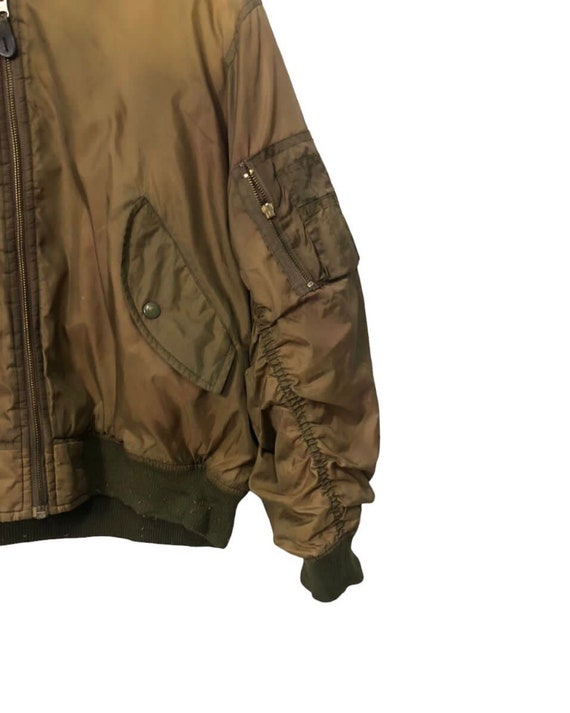 ジャケット WOOALONG Crack over fit MA1 BROWN Vintage Japanese Brand MA 1 Zipper Ups Faded Bomber Jacket