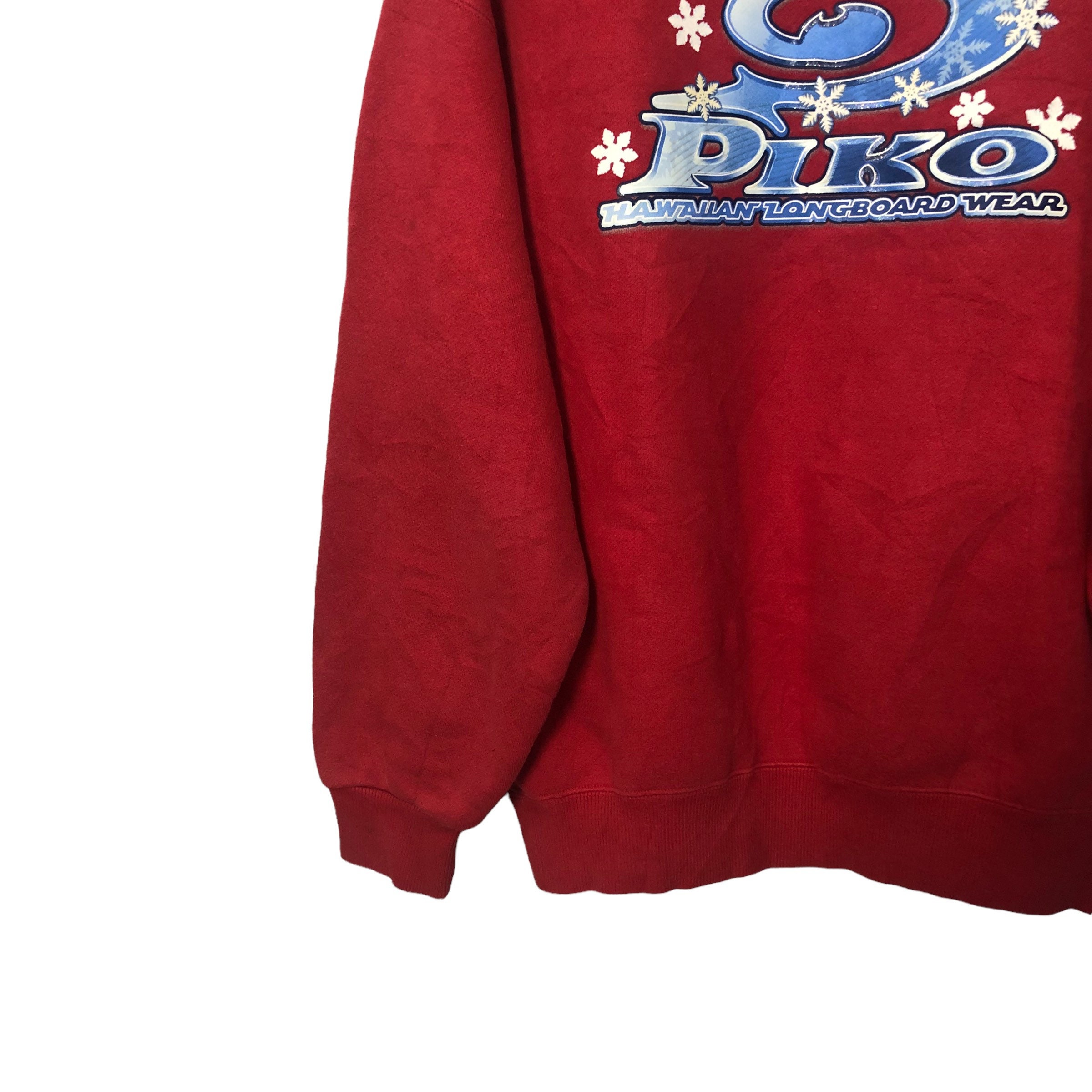 【HI FI FNK】Red Hot Vintage Longsleeve Vintage Piko Hawaiian Longboard Wear Crewneck Sweatshirt