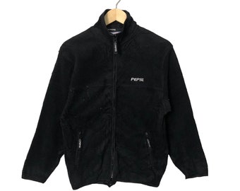 Vintage Pepsi Embroidered Logo Zipper Ups Fleece Jacket Black Colour