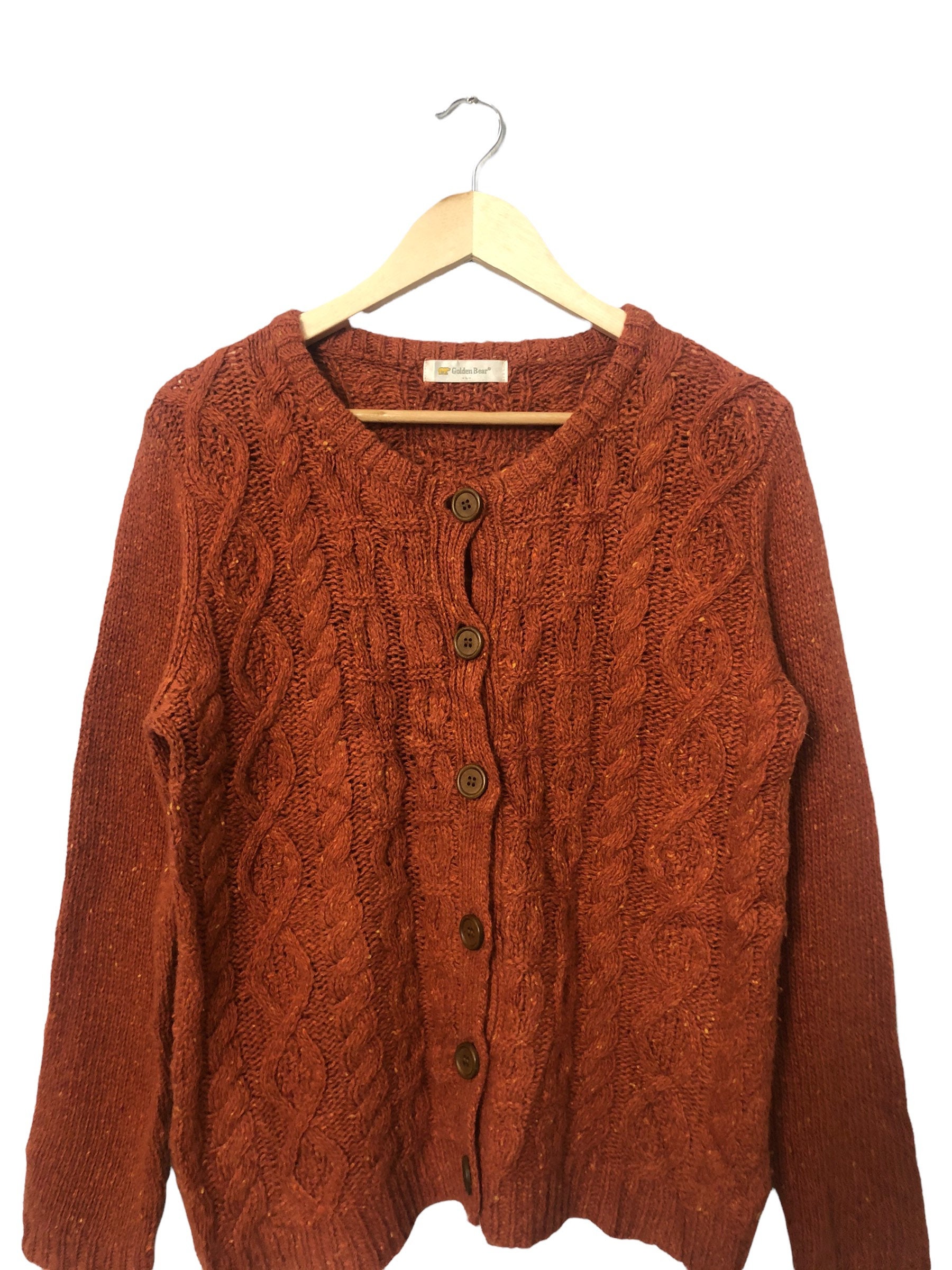 トップス vintage brown faded cardigan Vintage Golden Bear Button Ups Knitwear Cardigan Vintage