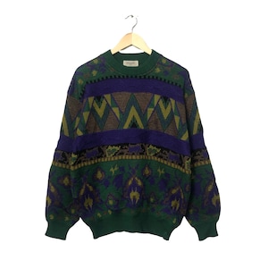 Vintage Destinare Uomo Full Print Crewneck Knitwear Sweater Jumper Vintage Destinare Uomo Crewneck Knitwear Sweater Jumper Multicolor