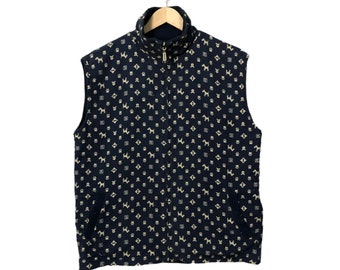 Vintage Person’s Reversible Full Print Zipper Ups Vest