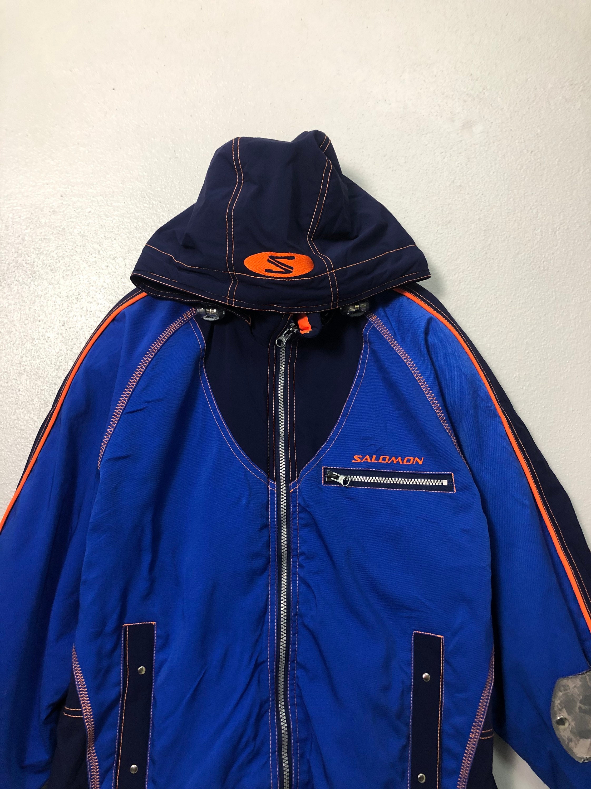90s　salomon　ギミック　中綿ナイロンジャケット　旧ロゴ刺繍　Wジップ 90s salomon ギミック 中綿ナイロンジャケット 旧ロゴ刺繍 W