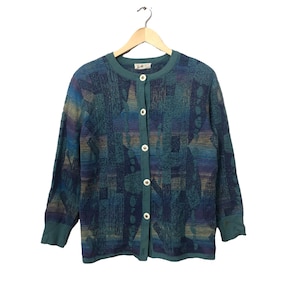 Cárdigan de punto con botones de marca japonesa vintage Cárdigan de punto con botones de marca japonesa vintage Color azul Hecho en Japón