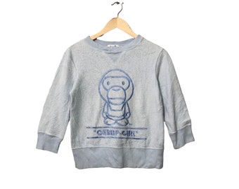 Felpa vintage Bapy by Bathing Ape con logo grande ricamato, prodotta in Giappone.