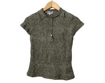 Vintage Max Mara Half Button Short Sleeve Knitwear Grey Color Made in Italy