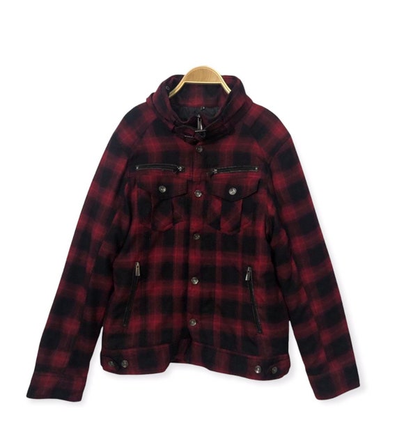 Vintage Double Focus Zipper Ups Plaid Jacket Red Colour Etsy Canada