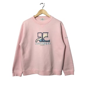 Vintage Courreges Paris Crewneck Embroidery Big Logo Sweatshirt Pink Color image 1