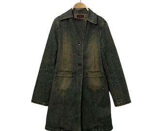 Vintage BWH Button Ups Faded Trench Jacket Blue Colour