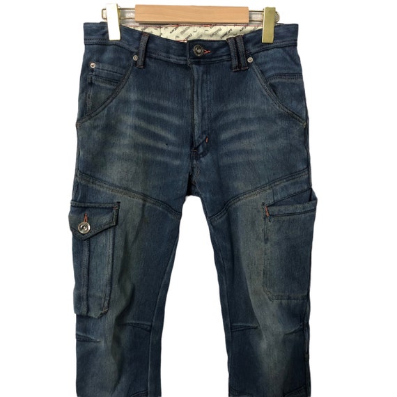 【COLOR iN ID】Finch cargo denim jeans Shop Vibrant Metallic Cargo Denim Jeans XPT122-LIG blue