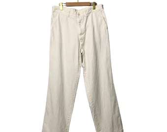 Vintage Schott N.Y.C Straight Cut Trousers Casual Pants W34 Vintage Schoot N.Y.C Trousers Pants White Colour