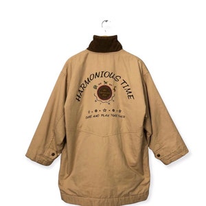 Vintage Harmonious Spell Out Big Logo Button Ups Jacket Brown Colour