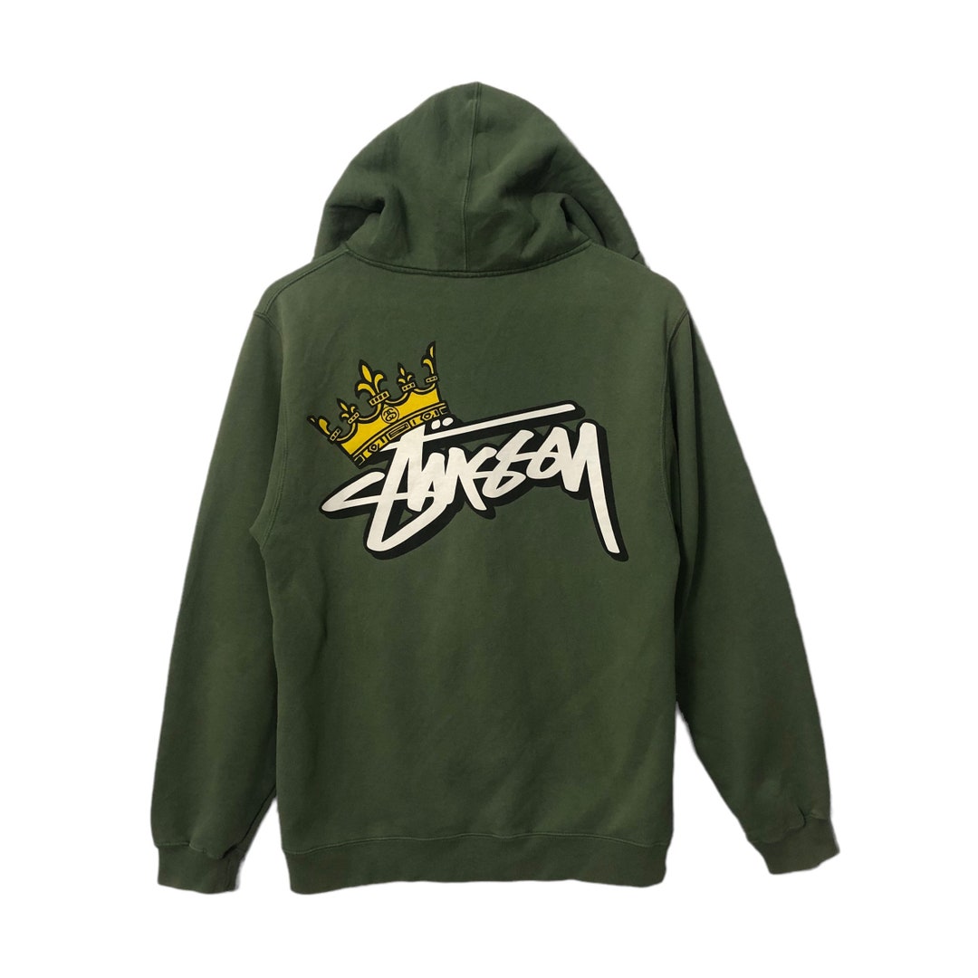 Vintage Stussy Big Logo Zipper Ups Pullover Hoodie Sweater Jacket Vintage Stussy Big Logo Zip up Hoodie Green Colour Size S Made in USA Etsy