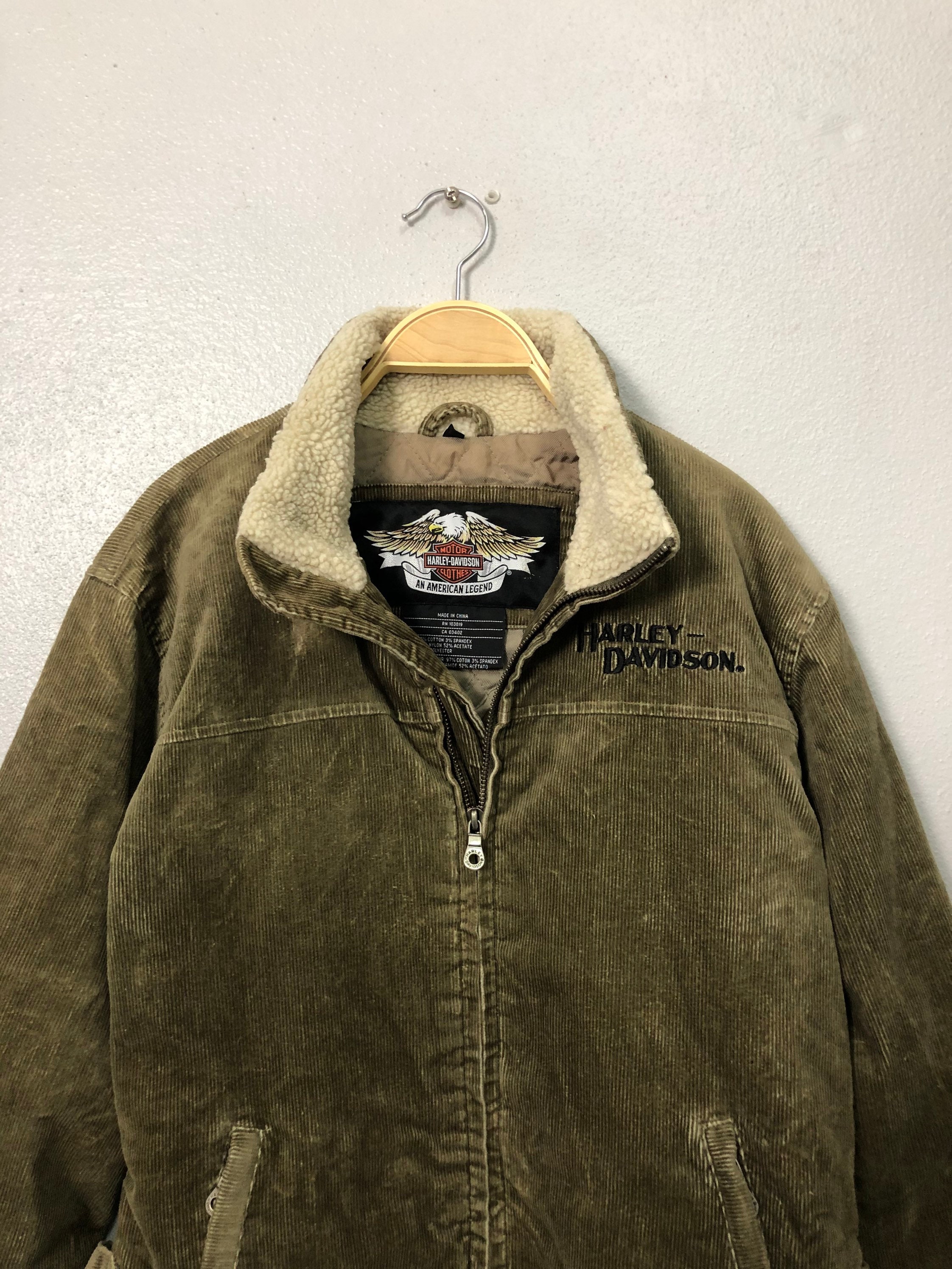 Vintage Harley Davidson Motorcycle Zipper Ups Corduroi Jacket 